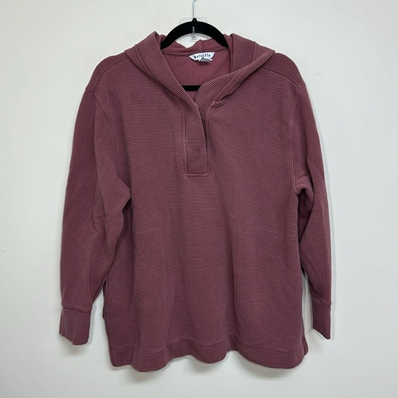 Athleta Coaster Luxe Waffle Hoodie Top Tawny Rose‎ Large - Picture 4 of 8
